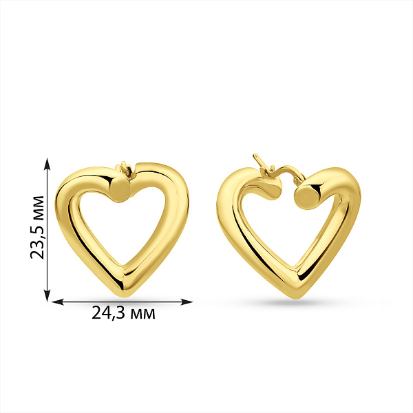 Золотые серьги Francelli Сердце без камней (арт. е1091987/20ж) – изображение 4