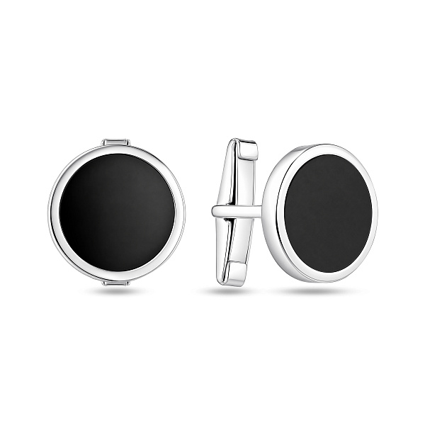 Серебряные запонки с ониксом (арт. 7515/043о) – изображение 1