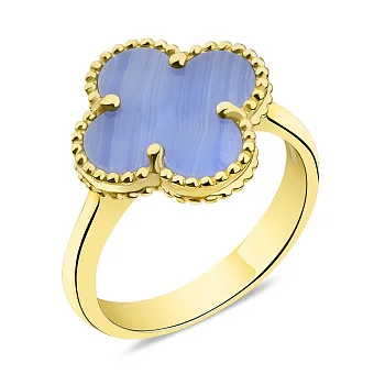 Срібна каблучка з жовтим родіюванням і халцедоном (арт. 7501/6566/15жхлф)