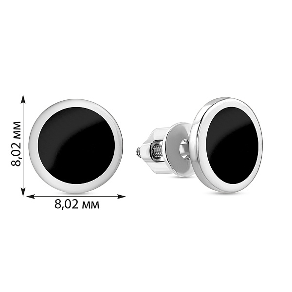 Золоті сережки пусети Лýна з емаллю (арт. 111081бч) – зображення 3