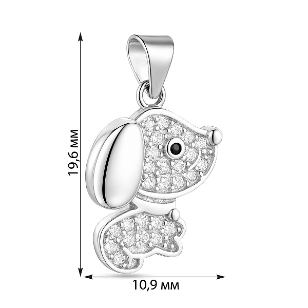 Серебряный кулон собачка с фианитами (арт. 7503/4850ч) – изображение 2