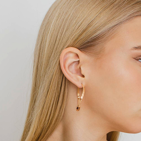 Серьги-кольца изогнутой формы из красного золота (арт. 101212/35) – изображение 2