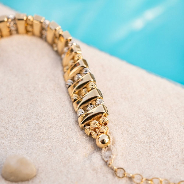 Широкий браслет Francelli з жовтого і білого золота (арт. 326131жб) – зображення 3