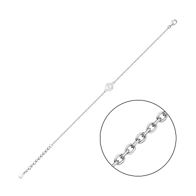 Срібний браслет з перлиною (арт. 7509/3969жб)