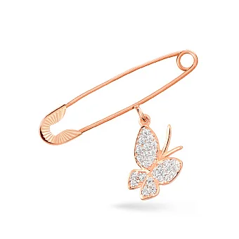 Золотая булавка «Бабочка» с фианитами (арт. 360023а)