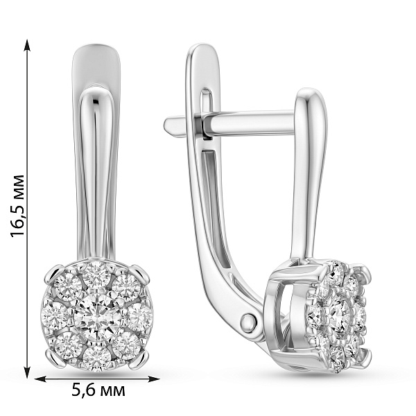Серьги из белого золота с фианитами (арт. 110400б) – изображение 2