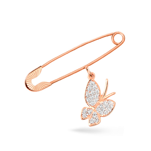 Золотая булавка «Бабочка» с фианитами (арт. 360023а) – изображение 1