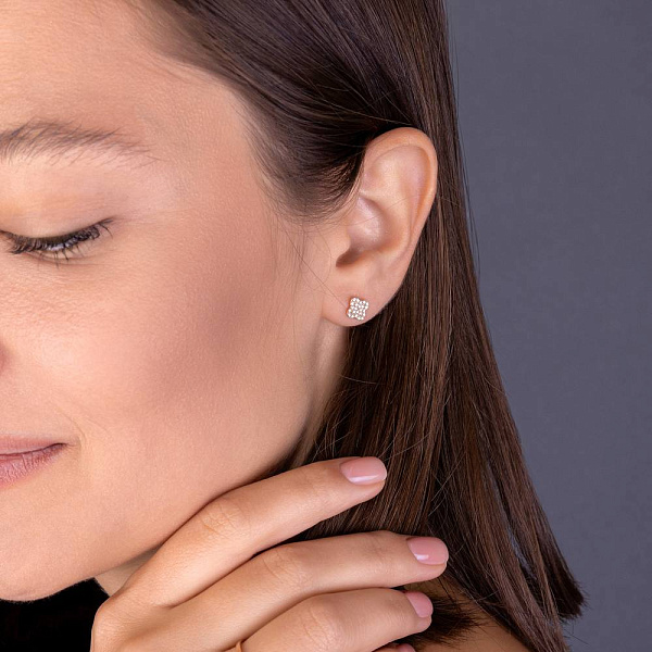 Сережки з червоного золота з діамантами (арт. Т011509015) – зображення 3