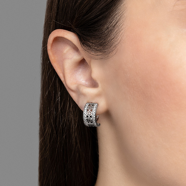 Серьги из белого золота с фианитами (арт. 114000б) – изображение 2