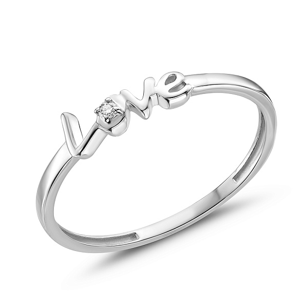 Кольцо "Love" из белого золота с бриллиантом (арт. К011344б) – изображение 1