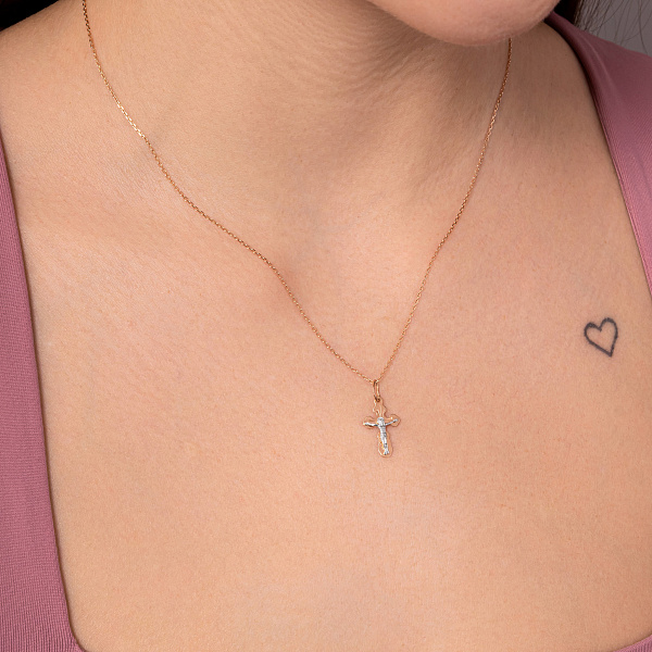 Золотой крестик с распятием "Спаси и сохрани" (арт. 514000) – изображение 2