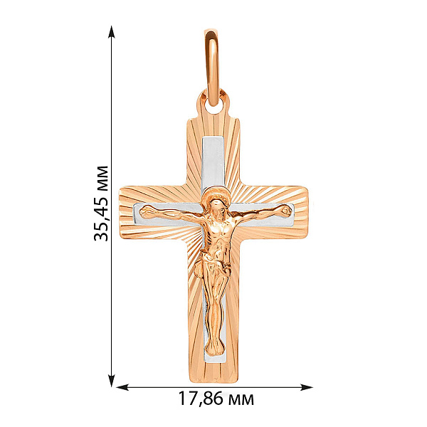 Золотий православний хрестик з розп'яттям (арт. 521123н) – зображення 2