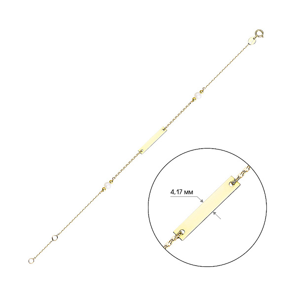 Браслет з жовтого золота з перлами (арт. 324010жпрлб) – зображення 4