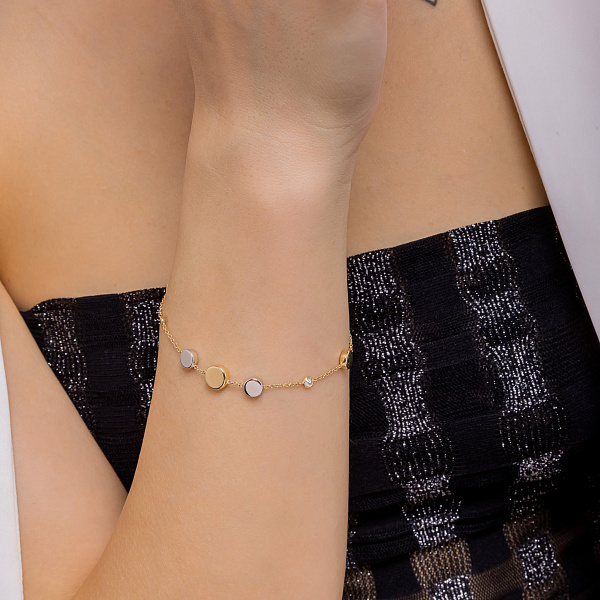 Браслет из желтого и белого золота с фианитами (арт. 326719жб) – изображение 3