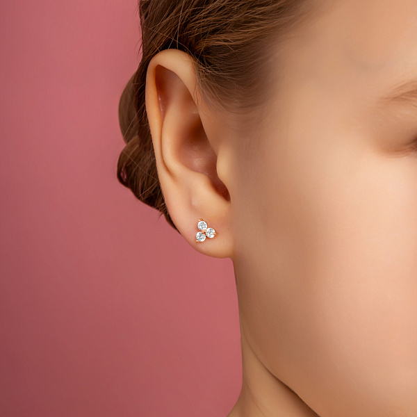 Золотые серьги пусеты с фианитами (арт. 110297) – изображение 2