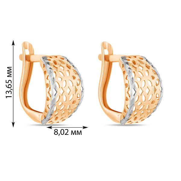 Золотые сережки с алмазной гранью (арт. 106941) – изображение 2