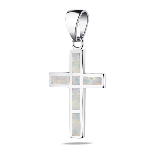 Срібний підвіс-хрестик з опалом (арт. 7503/3403Поб) – зображення 1
