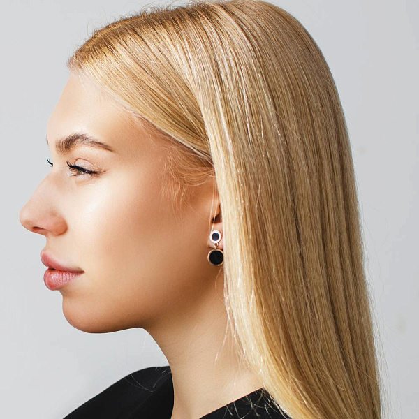 Серьги-подвески из золота Лýна с эмалью (арт. 110867жч) – изображение 2