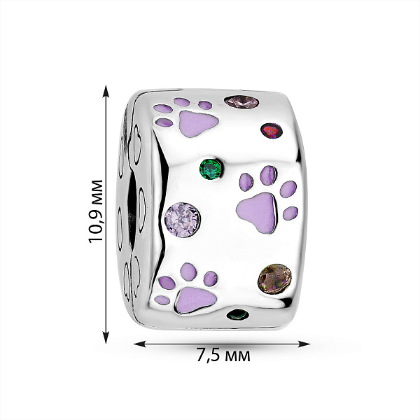 Серебряный шарм с эмалью и фианитами (арт. 7903/4352еф) – изображение 2