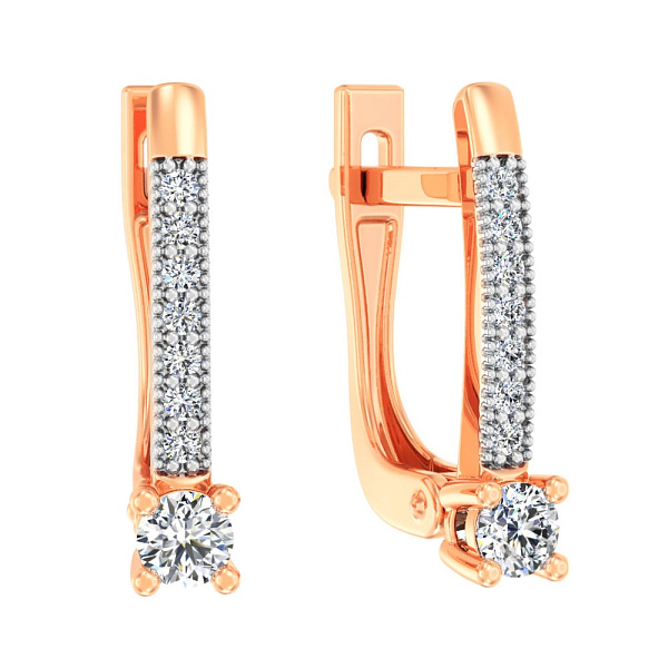 Серьги из красного золота с бриллиантами (арт. С011182020) – изображение 1