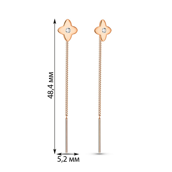 Золотые серьги протяжки с фианитами (арт. 109706) – изображение 8