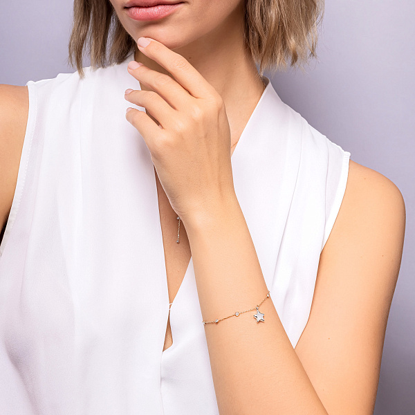 Золотой браслет Звезда с фианитами (арт. 326729кбП1) – изображение 2