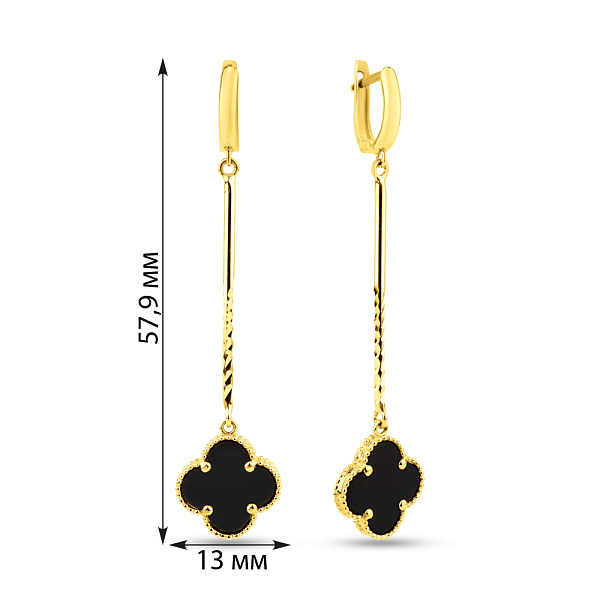Сережки з жовтого золота з оніксом (арт. 1091252/15жо) – зображення 4