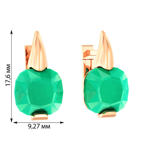 Золотые сережки с хризопразом (арт. 110258Пх) – изображение 2