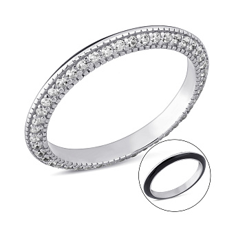 Тонка срібна каблучка зі фіанітами та емаллю (арт. 7501/8369еч)