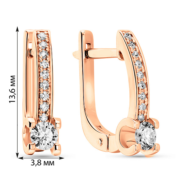 Сережки из красного золота с бриллиантами (арт. 2191427201) – изображение 3