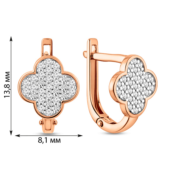Золотые серьги с фианитами (арт. 111238) – изображение 2