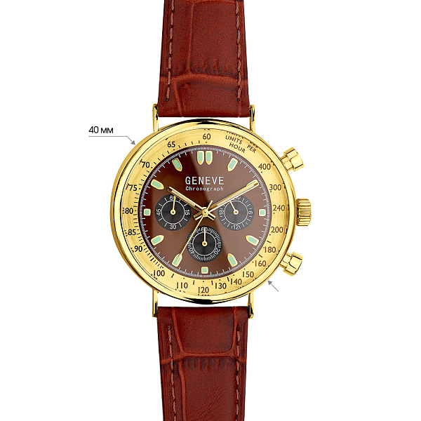 Наручные золотые часы с кожаным ремешком (арт. 260240жшкр) – изображение 4