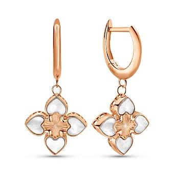 Сережки з червоного золота з перламутром (арт. 1091613п)