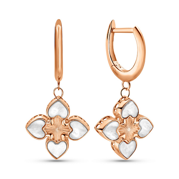 Сережки з червоного золота з перламутром (арт. 1091613п) – зображення 1