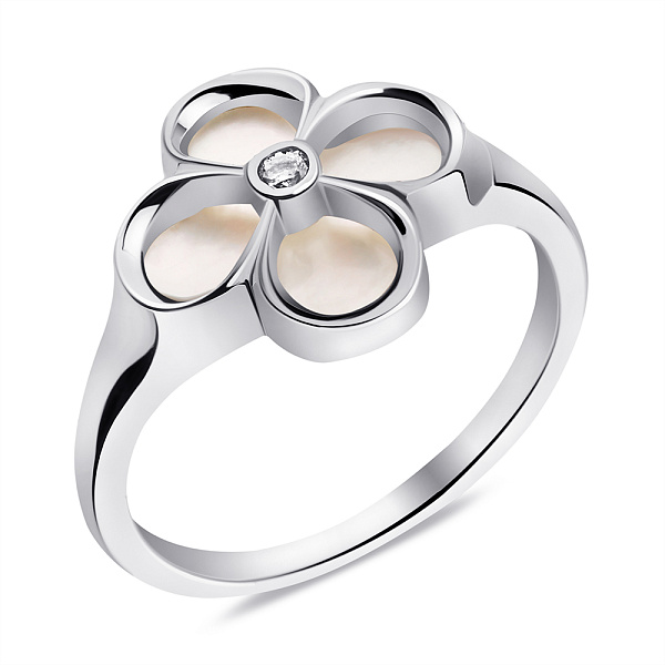 Серебряное кольцо с перламутром и фианитом (арт. 7501/6815п) – изображение 1