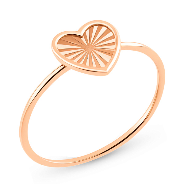 Тонкое золотое кольцо Сердце с алмазной гранью (арт. 155971/2) – изображение 1