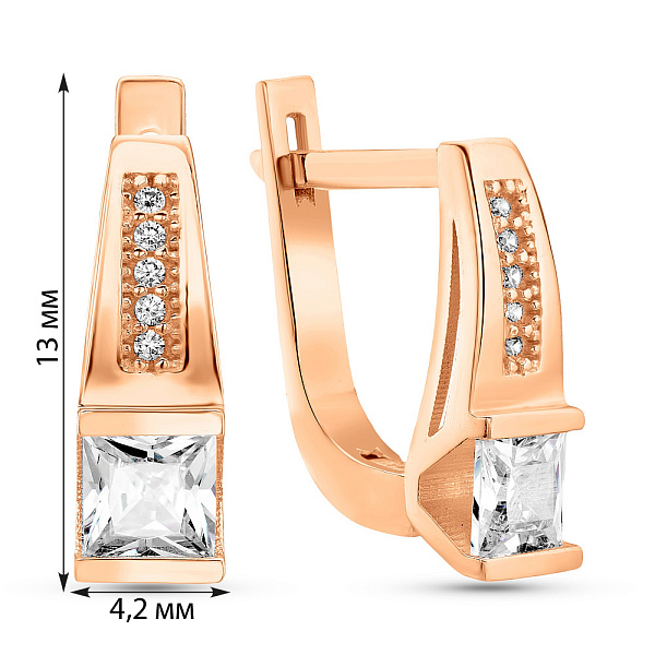 Золотые серьги с фианитами (арт. 107507) – изображение 3