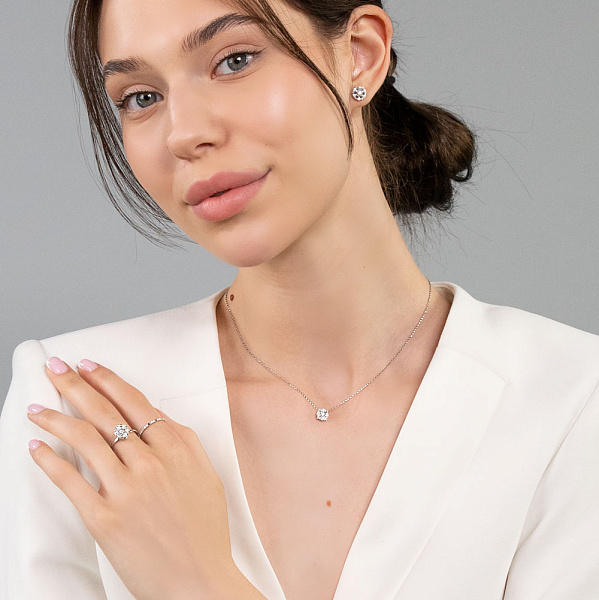 Кольє з білого золота з діамантами (арт. Ц341210020б) – зображення 3