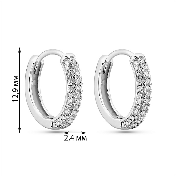 Серебряные серьги-кольца с фианитами (арт. 7502/9891/15) – изображение 2