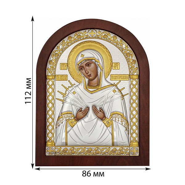 Икона Божья Матерь Семистрельная (112х86 мм) (арт. A-2/006G/K) – изображение 2