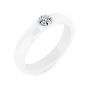 Кольцо из белой керамики и золота с бриллиантами (арт. К011790бб)