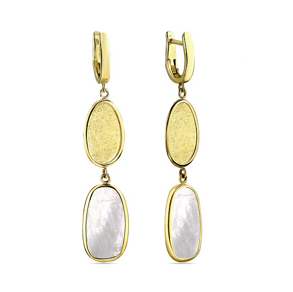 Серьги-подвески Diva из желтого золота с перламутром (арт. 108131жп) – изображение 1