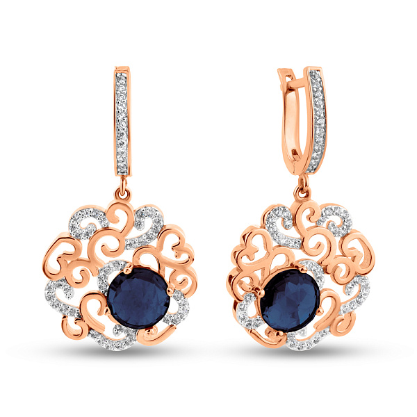 Золотые серьги-подвески с кварцем (арт. 103286Пкс) – изображение 1