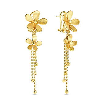 Золотые серьги-подвески Francelli Цветы (арт. 107417ж)