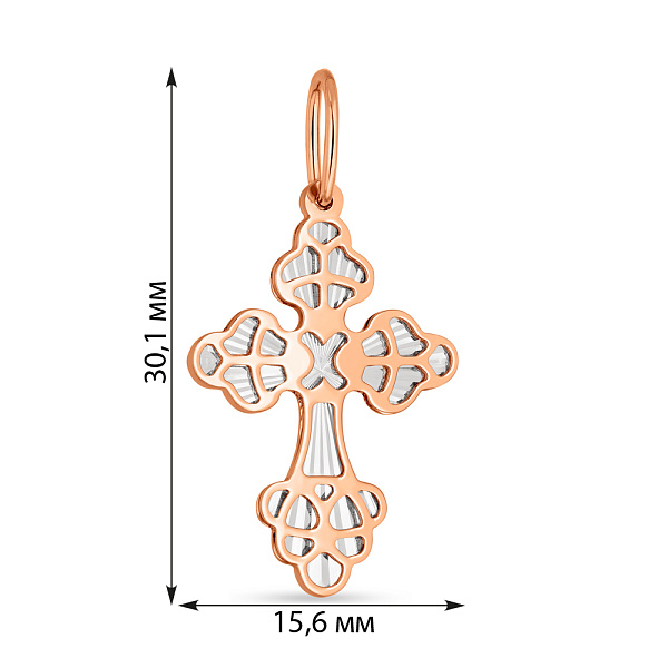 Хрестик з червоного і білого золота (арт. 440765кб) – зображення 2