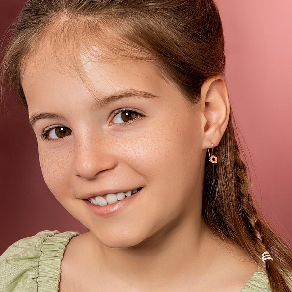 Сережки «Квіти» для дітей з червоного золота (арт. 105400) – зображення 3