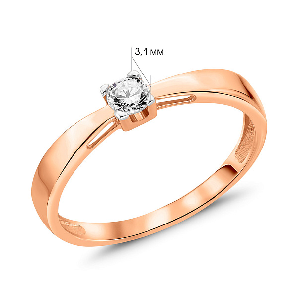 Каблучка з червоного золота з діамантом (арт. 1105138201) – зображення 2