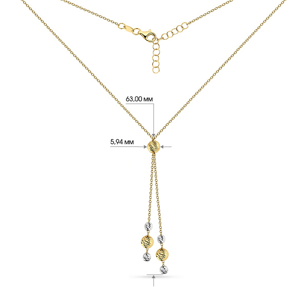 Золотое колье в желтом и белом цвете металла (арт. 352182жб) – изображение 4