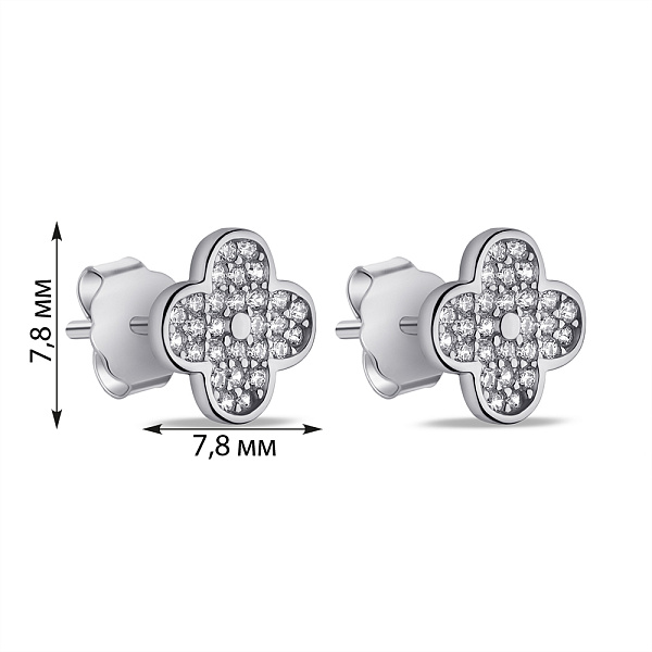 Серебряные серьги Клевер с фианитами (арт. 7518/6921/8) – изображение 2