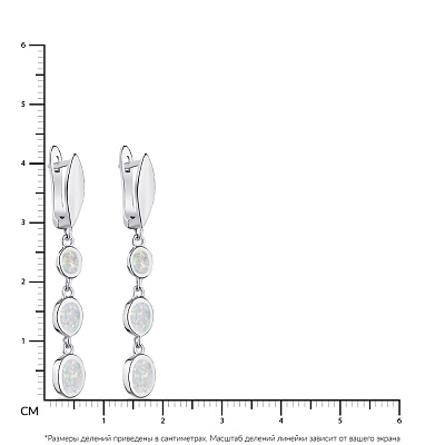 Срібні сережки-підвіски з опалом  (арт. 7502/4417Поб)
